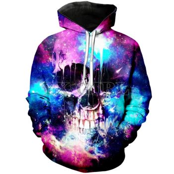 Pretty And Vintage  Blue Purple Skull Pattern Halloween Hoodie