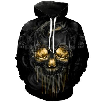 Classical And Elegance Black Skull Pattern Halloween Hoodie