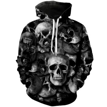 Elegance Black Skull Pattern Halloween Hoodie