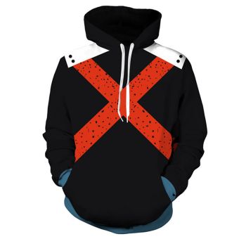 Loose And Fashion Black X Pattern My Hero Academy Hoodie
