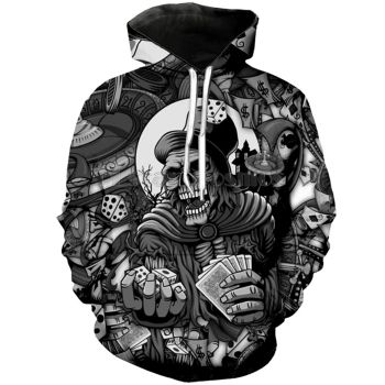 Cute Black Skull Pattern Halloween Hoodie