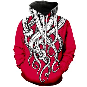 Popular Pink White Octopus Pattern Animals Hoodie