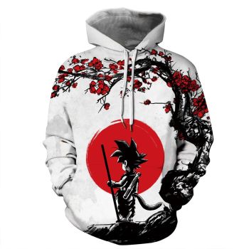  Cute And Loose White Headshot Pattern Dragonball Hoodie