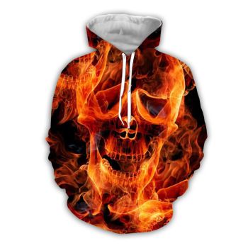Cute And Loose Orange Skull Pattern Halloween Hoodie