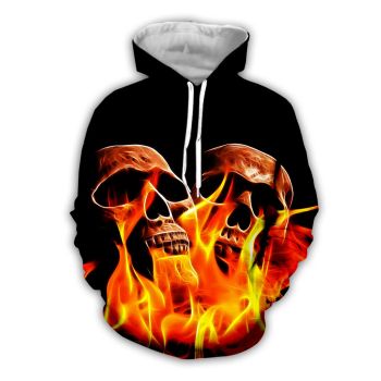 Popular And Vintage Orange Skull Pattern Halloween Hoodie