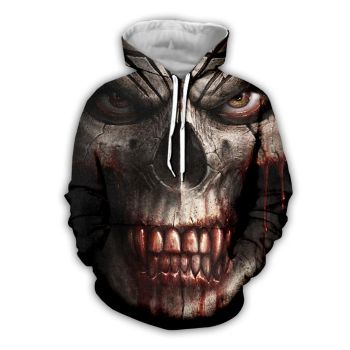 Pretty And Vintage  Brown Skull Pattern Halloween Hoodie