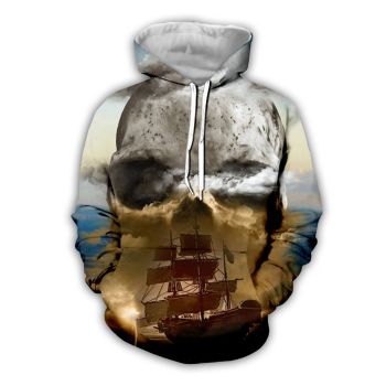 Pretty Brown Skull Pattern Halloween Hoodie