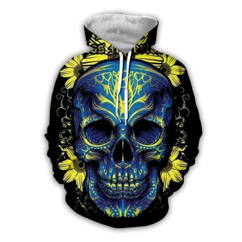Street Blue Skull Pattern Halloween Hoodie