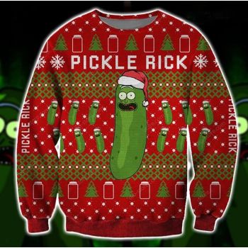 Pickle Rick 3D Christmas Ugly Sweater