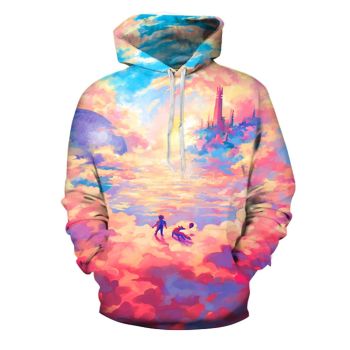 Loose And Fashion Colorful Castle Pattern Scenery Hoodie