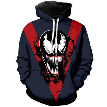 Vintage  Blue Skull Pattern Venom Hoodie