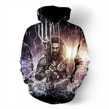 Muscle man print hooded loose sweatshirt
