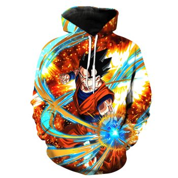 Street Orange Blue Headshot Pattern Dragonball Hoodie
