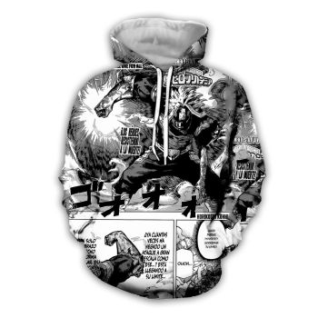 Classical  White Headshot Pattern My Hero Academy Hoodie