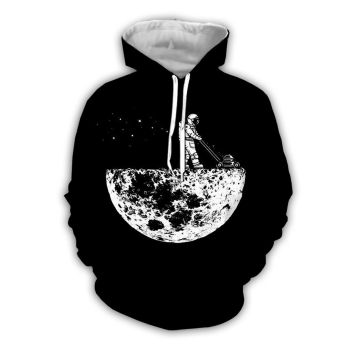 Fashion Black Moon Pattern Earth Hoodie