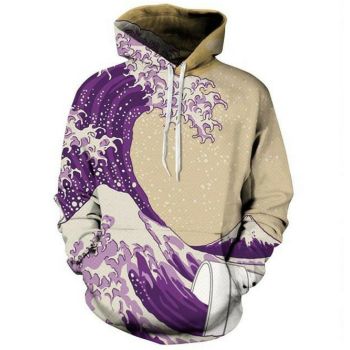 Precious Purple Wave Pattern Earth Hoodie