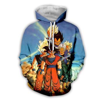 Oversize Blue Headshot Pattern Dragonball Hoodie