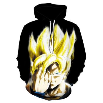 Loose And Gorgeous Black Yellow Saiyans Pattern Dragonball Hoodie
