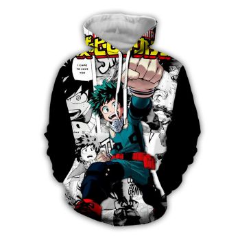 Temperament White Black Headshot Pattern My Hero Academy Hoodie