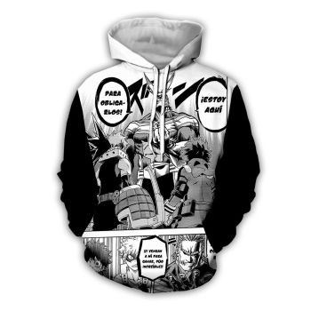 Oversize White Black Headshot Pattern My Hero Academy Hoodie