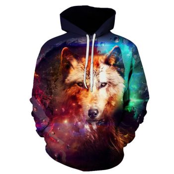 Pretty Colorful Wolf Pattern Animals Hoodie