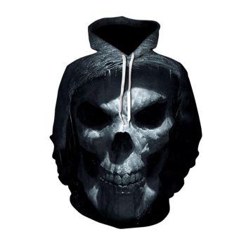 Pretty And Vintage  Black Skull Pattern Halloween Hoodie