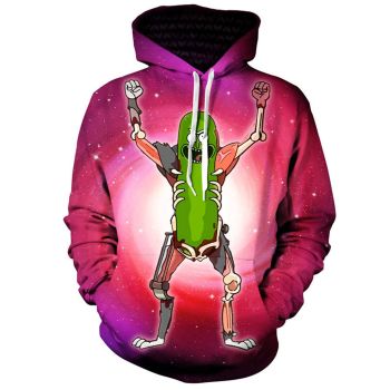 Street Style Red Rick And Morty Pattern Cartoon Hoodie