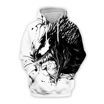 Temperament Black White Venom Pattern Venom Hoodie