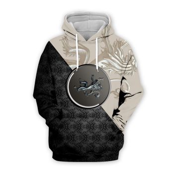 Pretty Black White Wolf Pattern Game Of Thrones Hoodie