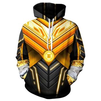 Loose And Gorgeous Yellow Belt Pattern Armor Hoodie