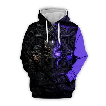 Generous And Beautiful Black Purple Panther Pattern Panther Hoodie