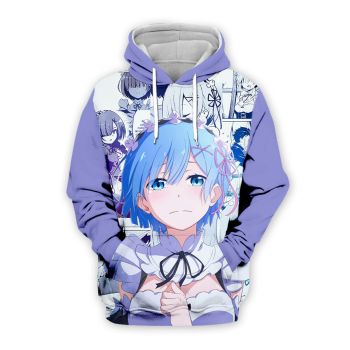Temperament Purple Rehm Pattern Anime Hoodie