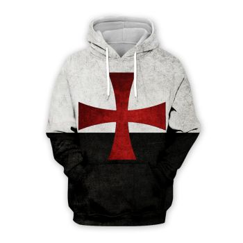 Cute And Loose Black White Crusader Knight Pattern Armor Hoodie