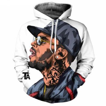 Temperament White Black Headshot Pattern M0188 Hoodie