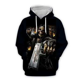 Elegance Black Skull Pattern Halloween Hoodie