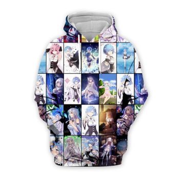 Popular Colorful Rehm Pattern Anime Hoodie