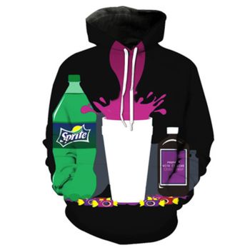 Loose And Fashion Black Sprite Pattern Food Hoodie