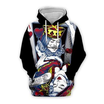 Loose Black Poker Pattern Poker Hoodie