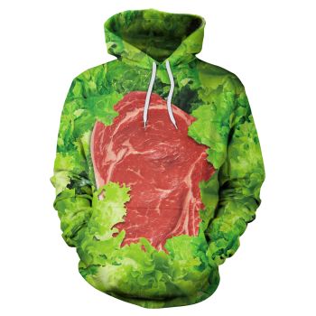 Generous And Beautiful Green Red Meat Vegetables Pattern Food Hoodie