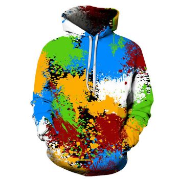 Vintage  Colorful Ink Pattern Spill Ink Hoodie
