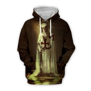 Classical And Elegance Brown Crusader Knight Pattern Armor Hoodie
