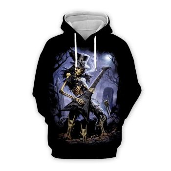 Cute Black Skull Pattern Halloween Hoodie