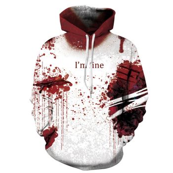  Blood drop print hooded sweatshirt 