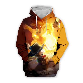 Elegance Orange Fire Pattern South Park Hoodie