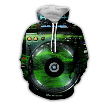 Loose And Fashion Green Steering Wheel Pattern Car Hoodie