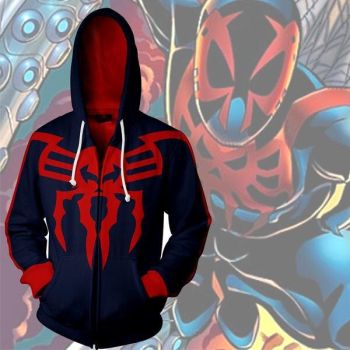 Devil Spider-manprinted cardigan hooded sweatshirt