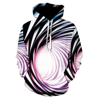 Printed swirl pattern men's hooded sweatshirt