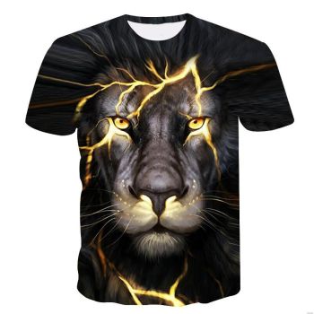 Printed animal lion pattern T-shirt
