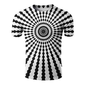  Black and white flower graffiti printed T-shirt