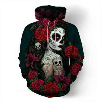 Rose skull head men and women 3D printed sweatshirt
